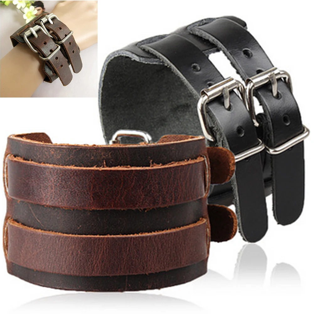 Кожаный мужской браслет на запястье в стиле панк Подарочный модный Джонни Депп