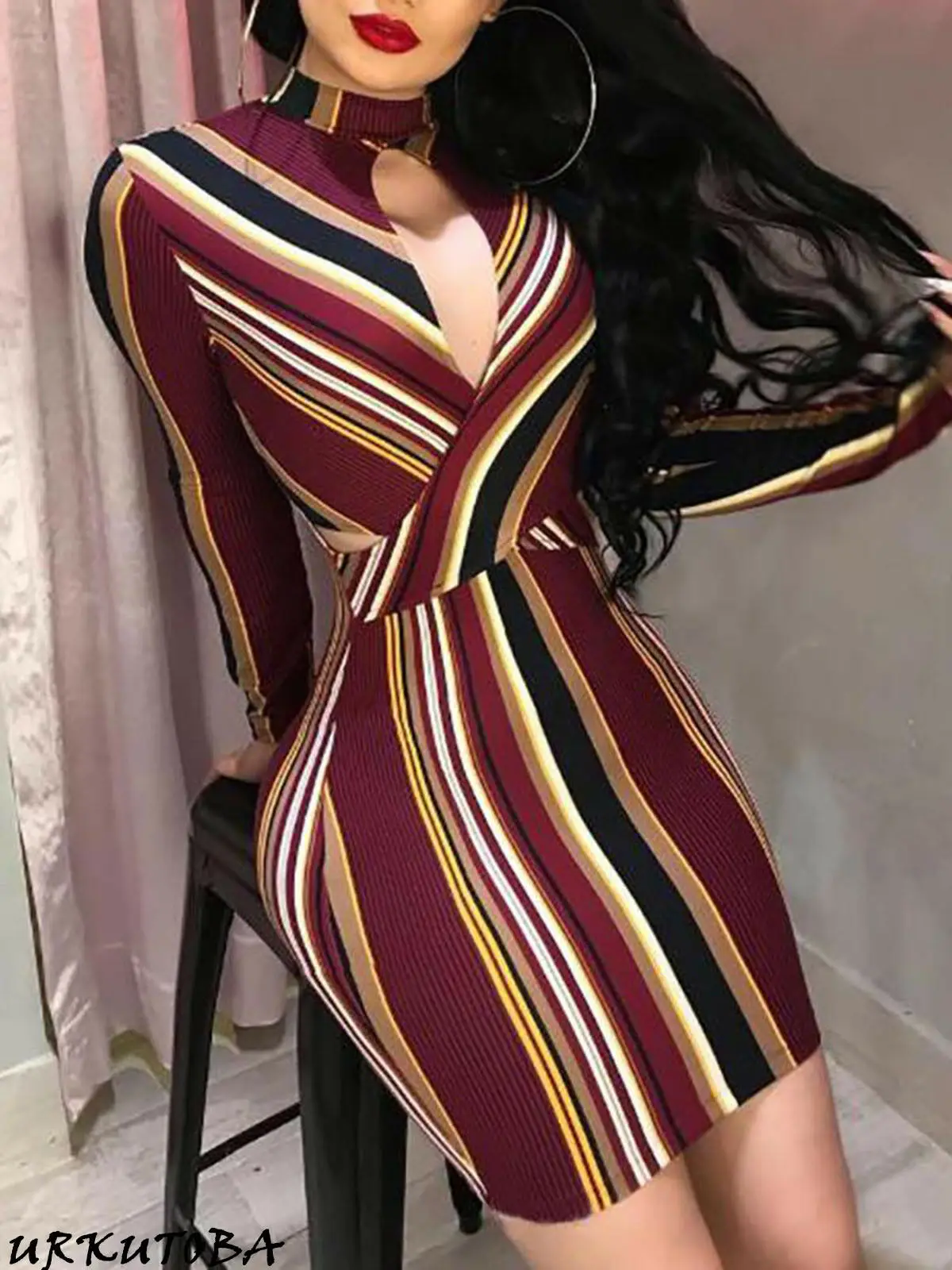 Пикантное облегающее вечернее платье для женщин мини-платье с открытой грудью и