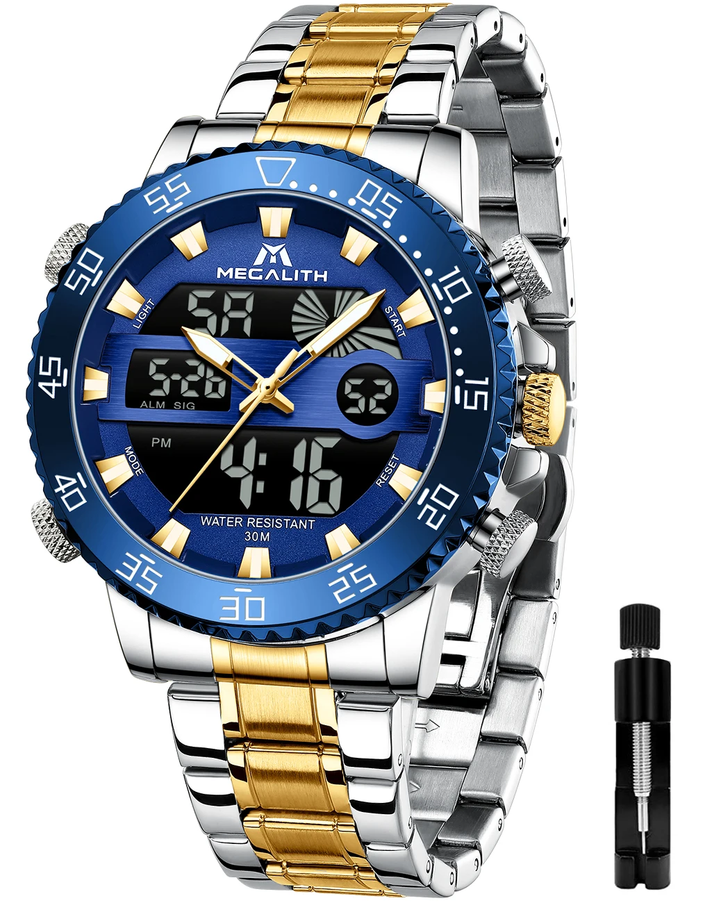 

MEGALITH Analog Military Digital Watches Men Sport Quartz Wristwatch for Men Luxury Brand Waterproof Clock Man Steel Watch 8222