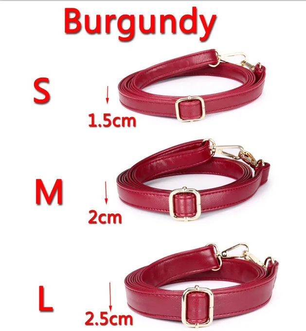 Burgundy 4 металлических цвета! Регулируемая смена масла ПУ кожаные лямки для сумки через плечо для кошельков, сумок, сумок ручки Diy длинные пояса из полиуретана - Цвет: Burgundy