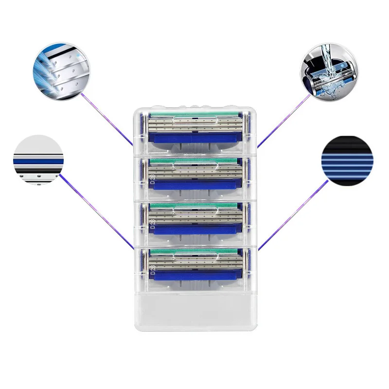 Турбо! 8 шт./лот лезвия Марка 3 слоя точилка для бритвы режущая головка бритвенного