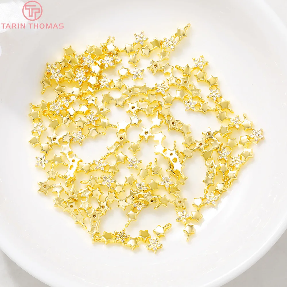 Латунь с покрытием 24 каратным золотом Очаровательные Подвески со звездой из