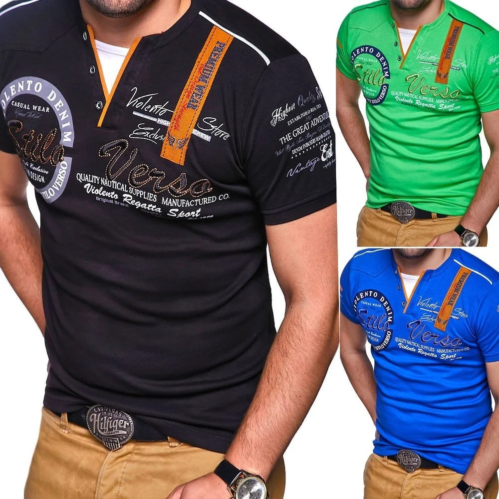

Zogaa Mens Fashion Polo Shirts V-neck Polos Short Sleeve Breathable Slim Fit Sweatshirt Male Letter Printed Tops Plus Size S-4XL