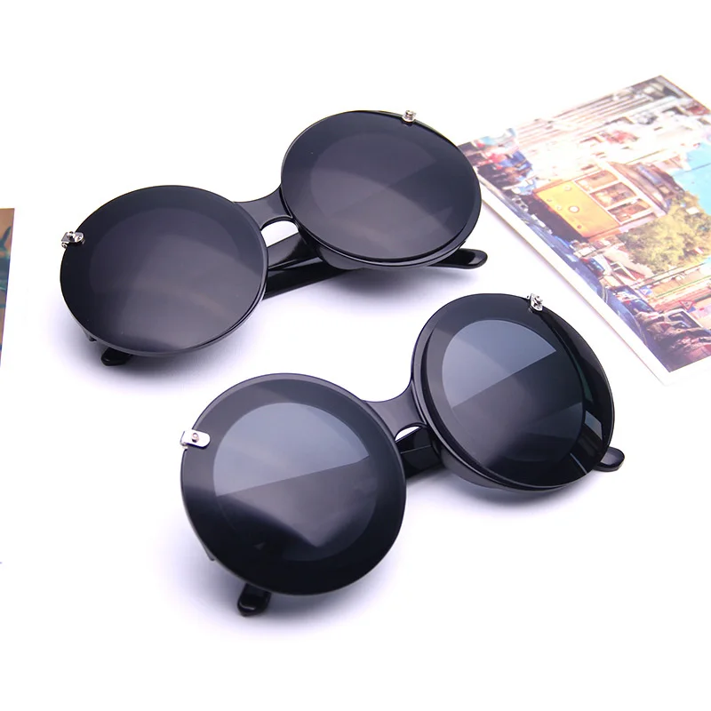 Новые женские круглые солнцезащитные очки с откидной крышкой Paparazzi оттенки Gaga