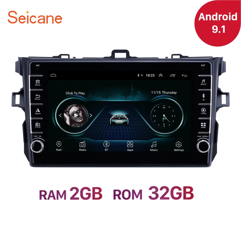 Seicane Android 9,1 Ram 2GB Автомобильный мультимедийный плеер для Toyota Corolla 2006 2007 2008 2009-2012 головное устройство радио Автомобильный gps навигатор