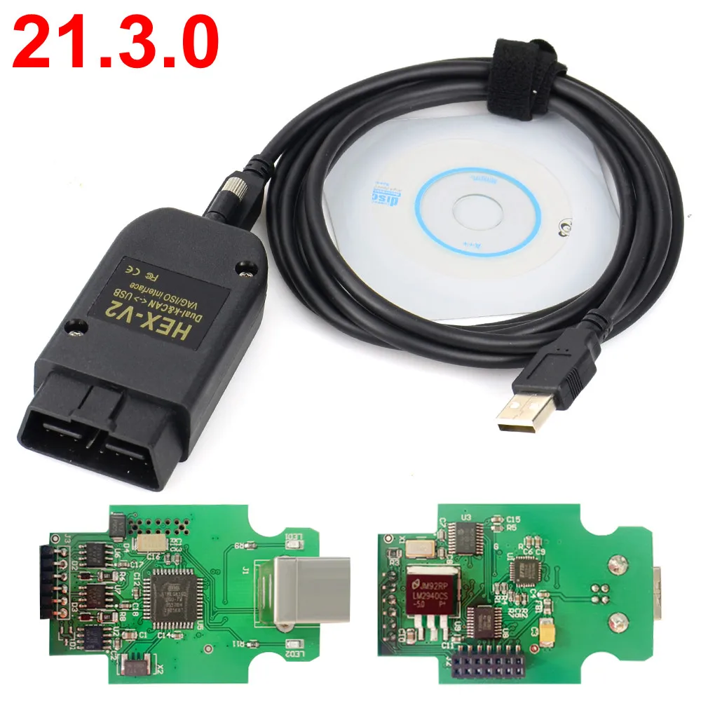 Obd2 сканер vag com 21 3 для автомобильной диагностики HEX V2 интерфейс Vw Audi Skoda Seat ATMEGA162 + 16V8