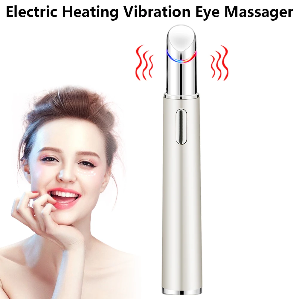 

Электрический вибрирующий массажер для глаз с подогревом, антивозрастной уход за кожей, Массажер-ручка со светодиодной подсветкой для удал...