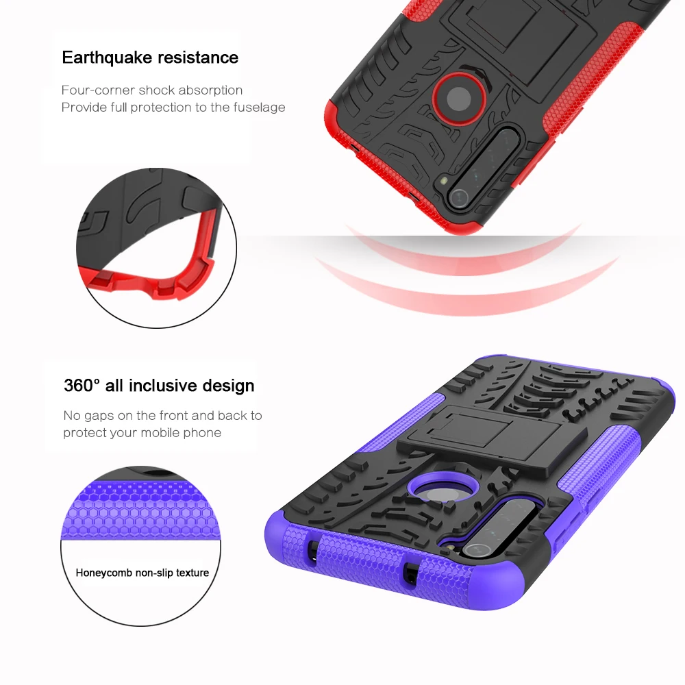 For Xiaomi Redmi Note 8 Pro Armor Shockproof Case Cover Hybrid Hard Back Protective Cases Holder Stand Support |