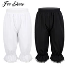 Детские брюки для девочек в викторианском стиле танцевальный костюм однотонные легкие свободные шаровары с кружевной отделкой удобные эластичные шорты с поясом