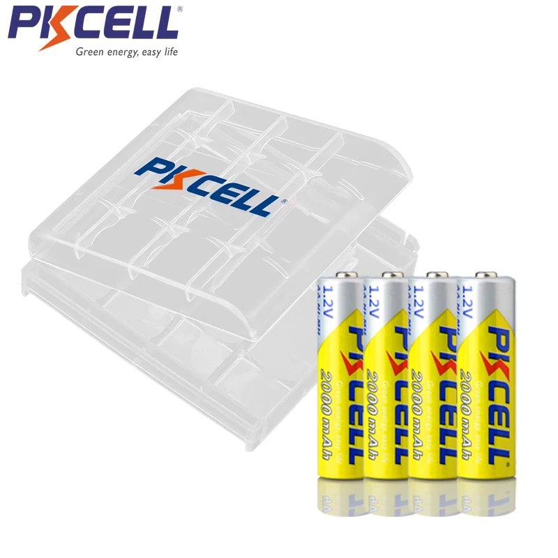 4 шт батарейки PKCELL aa 2000mah 1 2 v NIMH AA перезаряжаемый батареи и шт. AAA/AA батарея