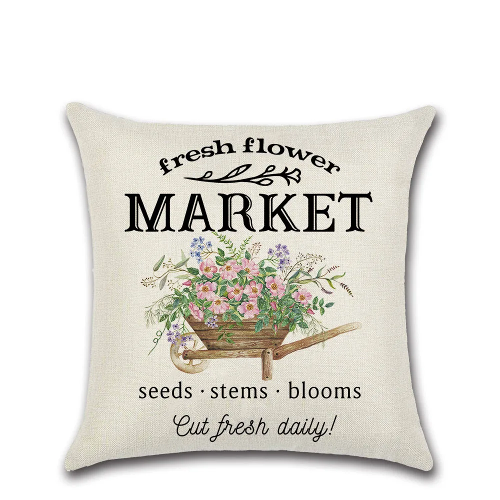 Весенняя наволочка для обнимания цветок велосипед грузовик ферма 45*45 см чехол