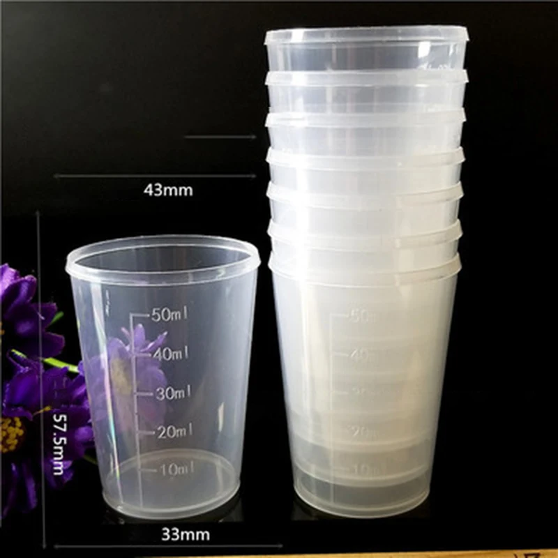 

10Pcs 50ML Transparent Clear Measuring Cup Household Kitchen Cooking Tool Maatbeker Vloeistoffen Silicone Resin Glue Tools