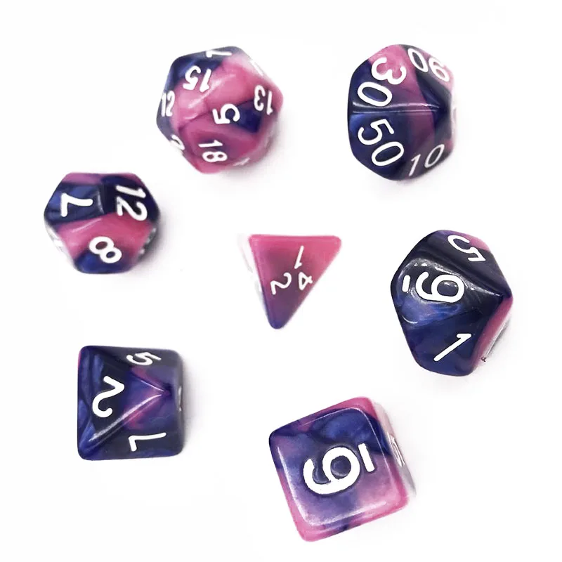 7 шт./компл. многогранные DnD смешанные Цвет кости для ролевой игры «Подземелья и Драконы настольные игры D4, D6, D8, D10, D%, D12, D20