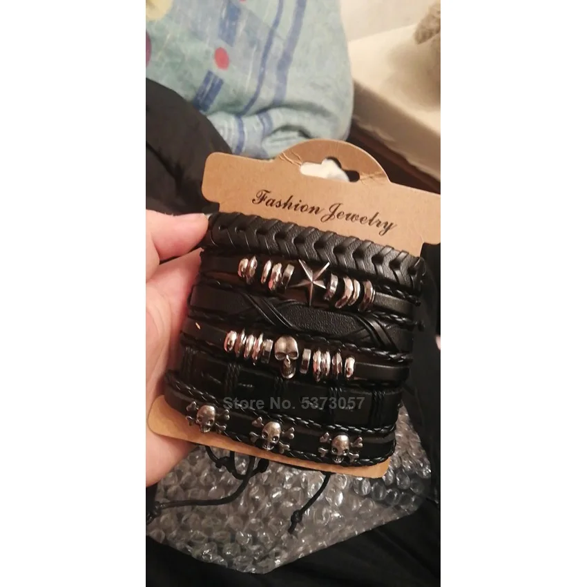 Кожаный браслет в стиле стимпанк 6 шт./компл. готический мужской со звездами
