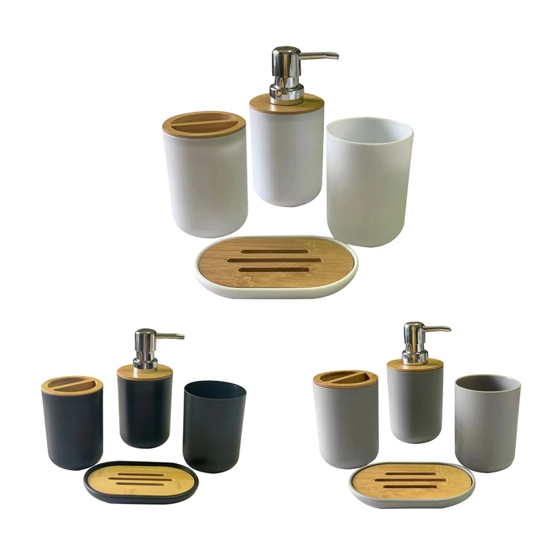 

Bathroom Accessories Set Soap Dispenser Bottle Dish Washroom Toothbrush Holder Cup Suit