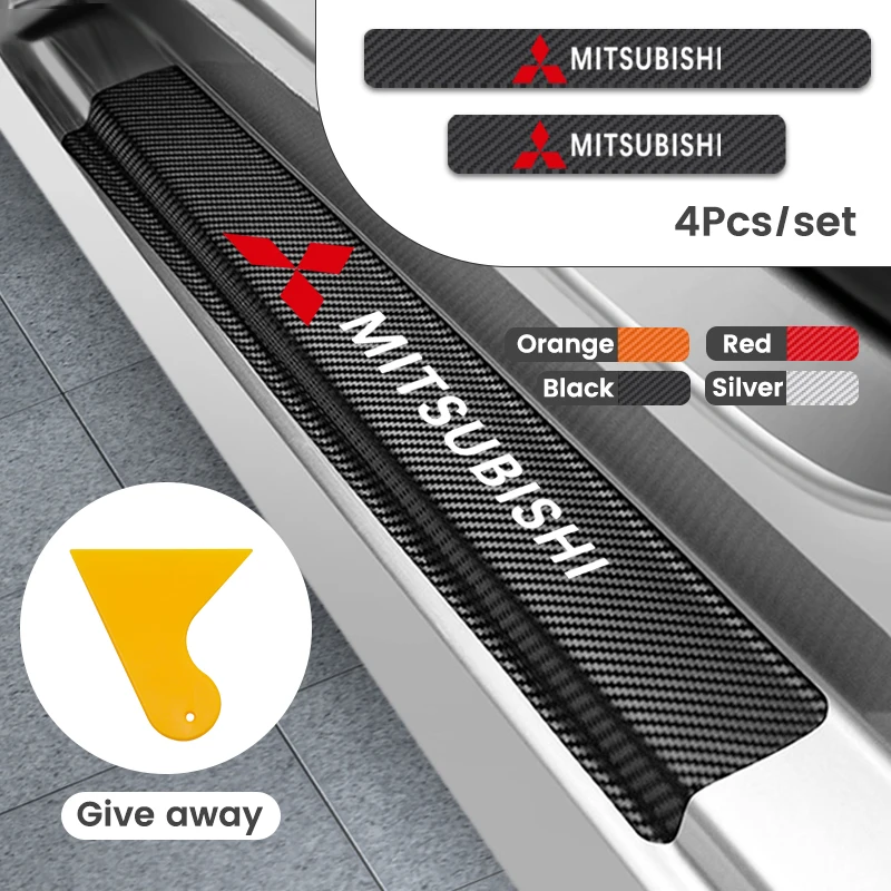 

4PCS Car Styling For Mitsubishi Outlander 2013 2017 2018 Car Threshold Sticker Carbon Fiber AntiKick Pad Decoration Accessories