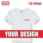 Недорогая Повседневная тонкая хлопковая белая футболка Yotee с логотипом на заказ