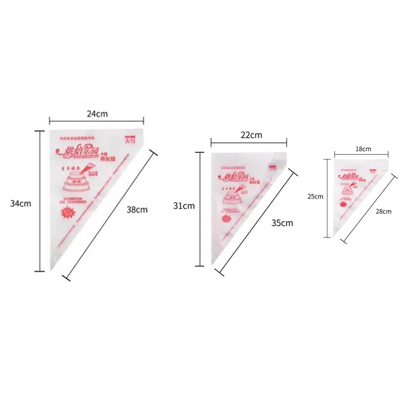 

100Pcs Pack Pastry Bag S/M/L Size Disposable Piping Bag Icing Fondant Cake Cream Decorating Pastry Tip Tool Cake Decorating Tool