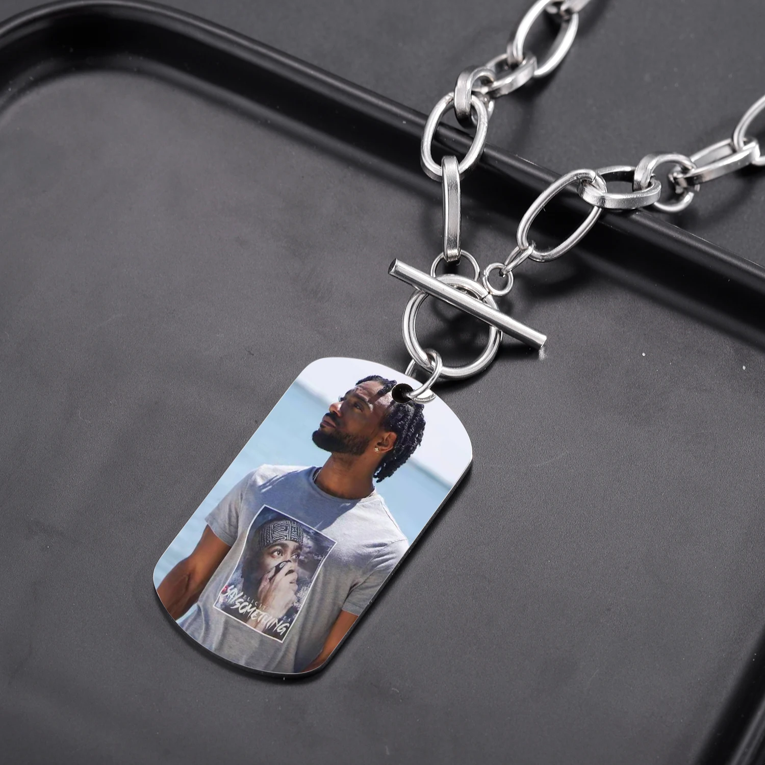 

Custom Photo Pendant Square Photo Necklace Hip Hop Custom Photo Jewelry Personalized OT Buckle For Men Boyfriend Gift For Him