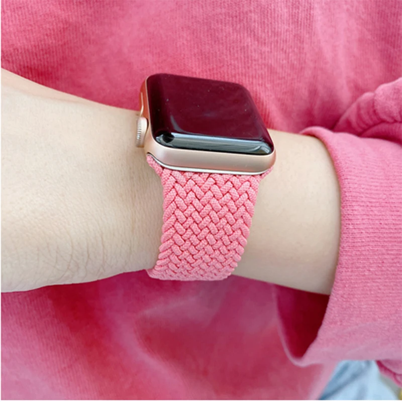 

2020 Braided Solo Loop Nylon fabric Strap For Apple Watch band 44mm 40mm 38mm 42mm Elastic Bracelet for iWatch Series 6 SE 5 4 3