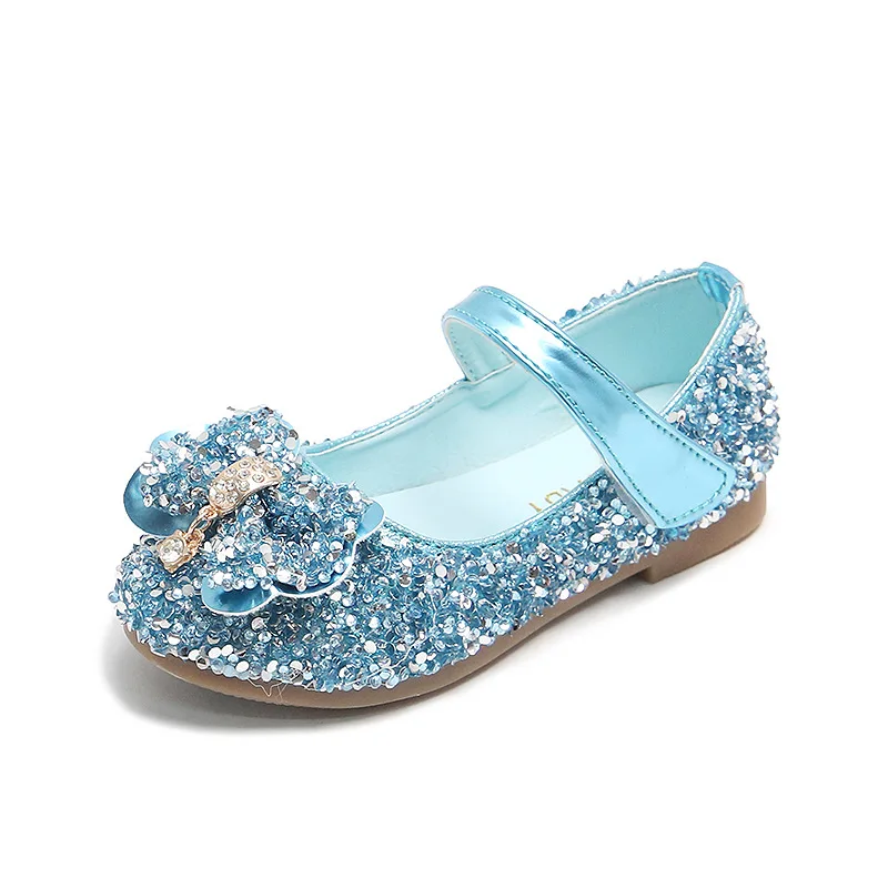 

Fashion Girls Shoes Kids Flats Shoes Sequins Rhinestone Princess With Butterfly-Knot Flats Shoes For Students New Autumn 2021