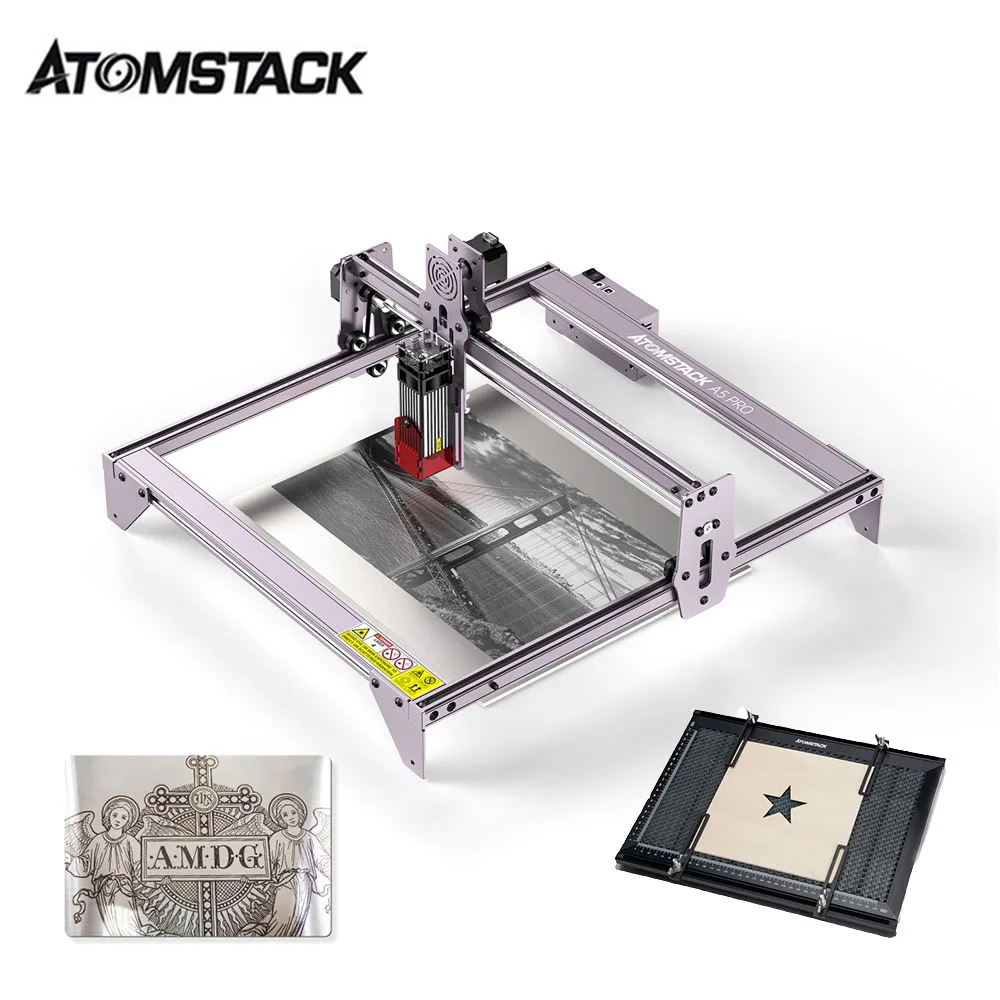 

Распродажа, настольный мини-станок для резки древесины с ЧПУ ATOMSTACK A5 Pro 40 Вт + ролик + подушка, лазерный принтер, гравировальные машины