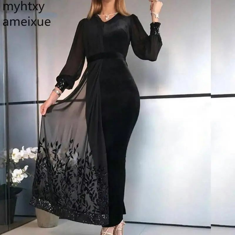 

New Arrival Long Sleeve Evening Dresses 2021 Black Gown Lace Beaded Abiye Abendkleider Dubai Dress Event Dress Robe De Soiree