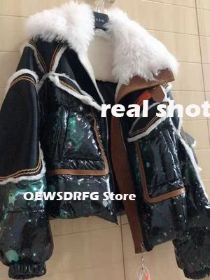 

Winter Down Coat Women High End Natural Fur Collar Sheepskin Jacket 95 Duck Down Real Fur Jackets For Women Short Fashion Coat