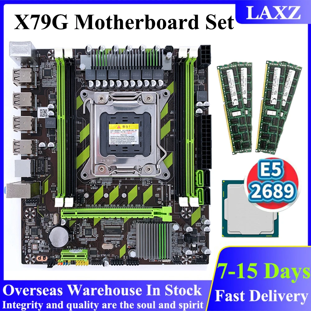 

Комплект материнской платы X79G LGA2011 Mini ATX Combos, материнская плата для настольных компьютеров E5 2620/2650/2689 ЦП с 4/8 ГБ RECC памятью, набор материнской ...