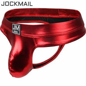 Трусы мужские JOCKMAIL, бикини, пикантное нижнее белье с U-образным вырезом, для геев, Трусы-стринги, из искусственной кожи