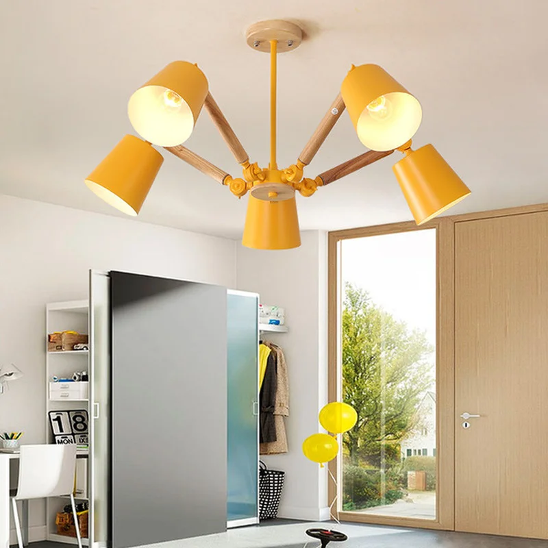 Lustre LED Chandelier For Living Room Hanging Lights Lustres para sala de jantar Lampshade Wood Dining Lighting Fixtures | Лампы и