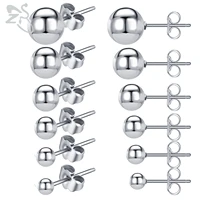 zs 6 pairslot 3 8mm ball stud earring set 20g silver black color stainless steel ear studs helix conch tragus piercing earrings