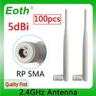 EOTH 100 шт. 2,4g антенна 5dbi sma, гнездовая wlan Wi-Fi 2,4 ГГц антенна pbx iot модуль роутер tp link сигнальный приемник антенна с высоким коэффициентом усиления