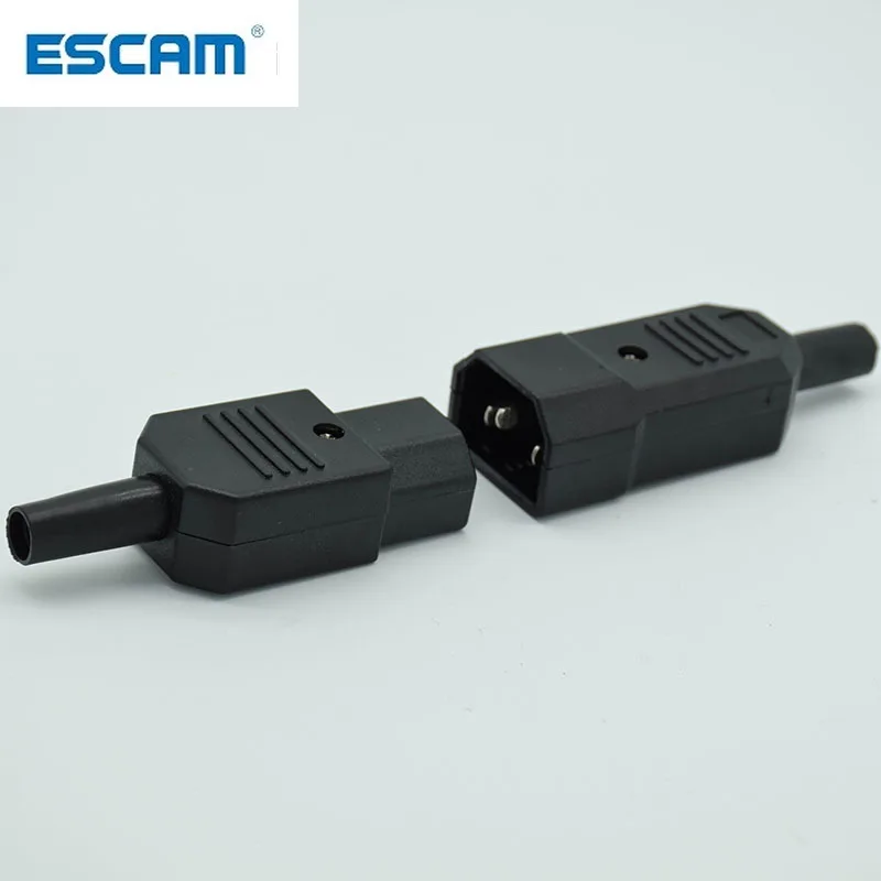 Прямой Кабельный разъем ESCAM IEC 10 А 250 В черный розетка и штекер питания 3 контактный