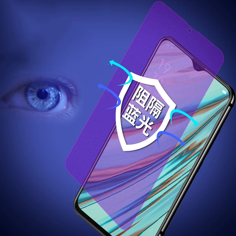 Анти-синее матовое закаленное стекло для OPPO Realme C2 A9X A3 K3 AX5S синяя матовая защитная