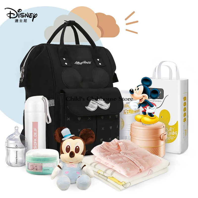 

Портативная вместительная сумка для мамы Disney с Микки Маусом, модный рюкзак на плечо для мамы, многофункциональная сумка для мамы и ребенка