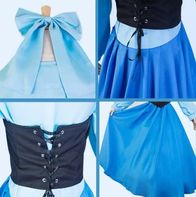 Женский костюм Русалочки Ариэль для косплея голубое платье принцессы вечеринки