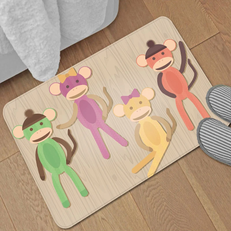 

Cute Big Mouth Monkey Printed Rectangular Round Edge Carpet Entrance Doormat Decoration Home Bedroom Sofa Non Slip Soft Foot Pad