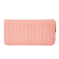 large capacity double zipper clutch wallet for women fashion woven leather long money bag female coin purse ladies card holder
