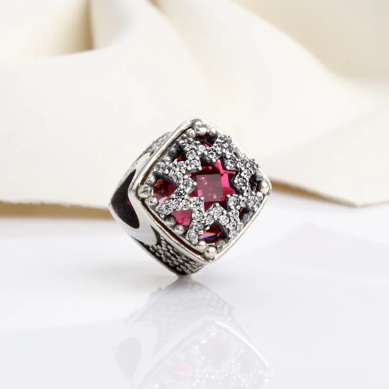 

Lorena Valentine's Day S925 Sterling Silver Red Frost Beauty Beads Fit Original Bracelets Women Jewelry Gifts