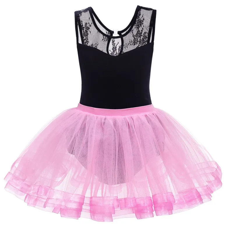 Детское балетное платье для девочек модное ажурное кружевное балета с короткими