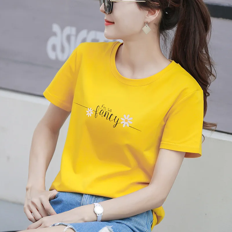 

2019 Neck Short Sleeve Summer Floral mama bear t Shirt Casual Female Tee Ladies White