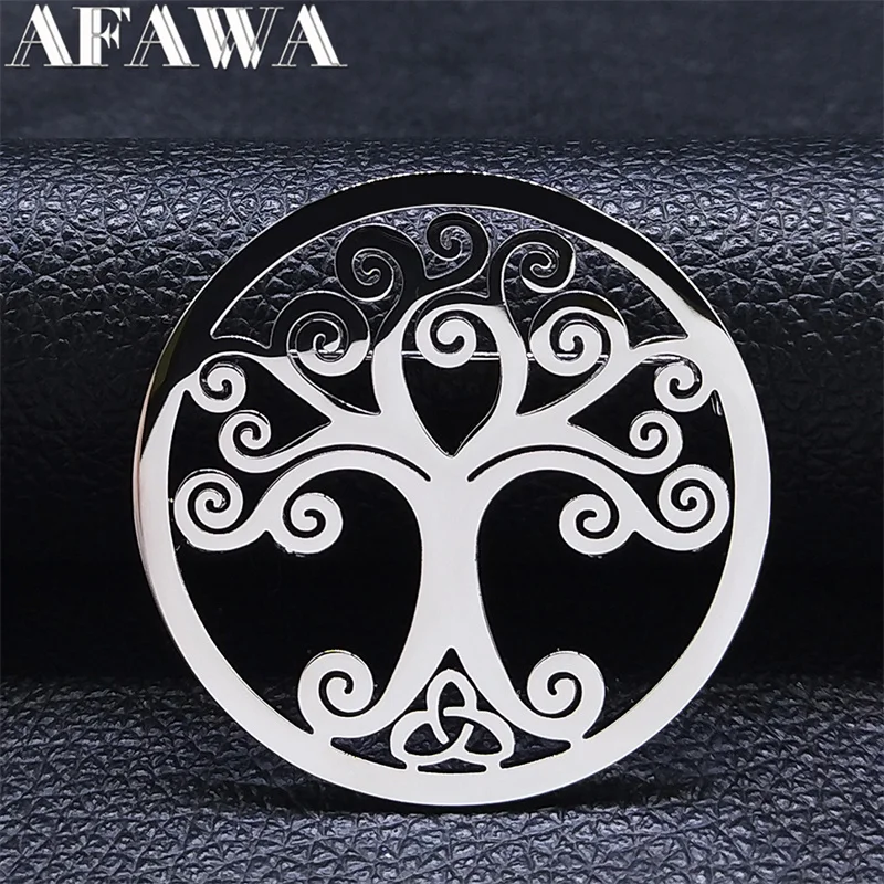 

Tree of Life Stainless Steel Pin Badge Women/Men Silver Color Irish Knot Broochs Jewelry broche de acero inoxidable BXH7321S01