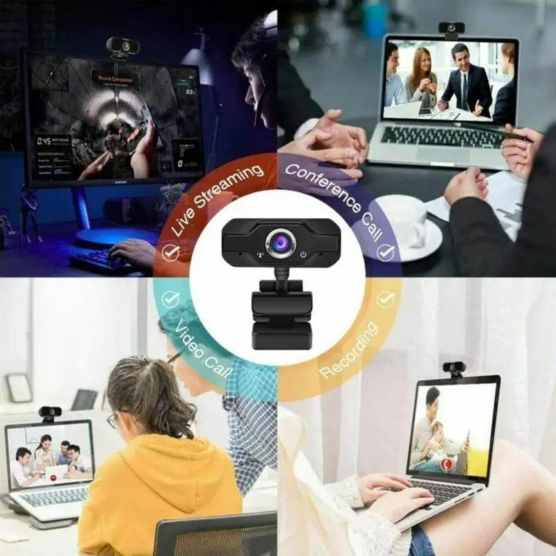 

1080P Webcam with Microphone USB 2.0 Web Camera Rotatable Full HD Webcam Suitable for Laptop Desktop