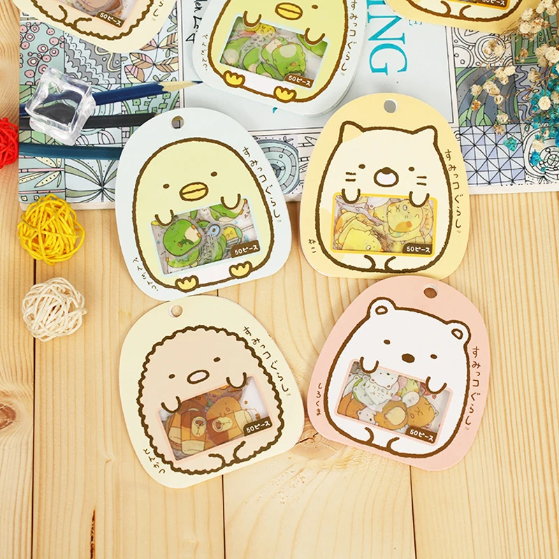 

50 Pcs/pack Kawaii Stickers DIY Cute Cartoon PVC Stickers Lovely Cat Bear Sticker For Diary Decoration Scrapbooking Stationery