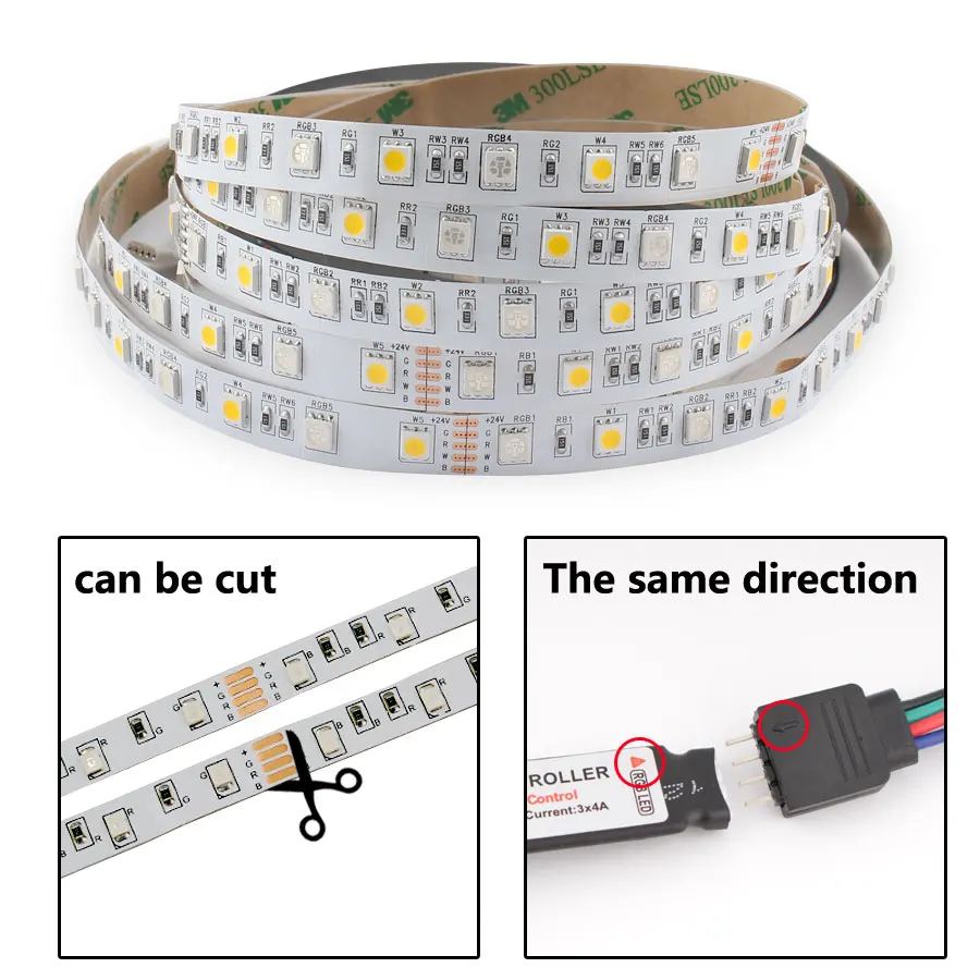 Светодиодная лента 5050 24 V 12V 5M RGB 60led RGBW Light 12 Volt Led Strip водонепроницаемая Диодная для
