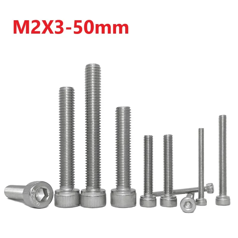 

M2 Hex Socket Bolts 304Stainless Steel Extend Screws 2mm *3 4 5 6 8 10 12 14 16 18 20 22 25 28 30 32 35 38 40 45 50mm