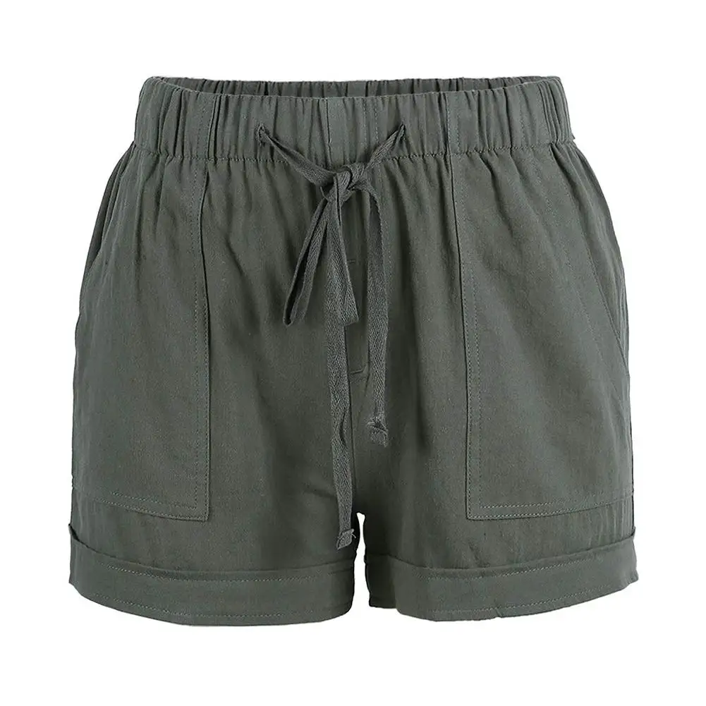 

Summer Women Shorts Casual Elastic Waist Drawstring Wide Leg Short Women Solid Color Plus Size M-5XL Woman Short femme shorts