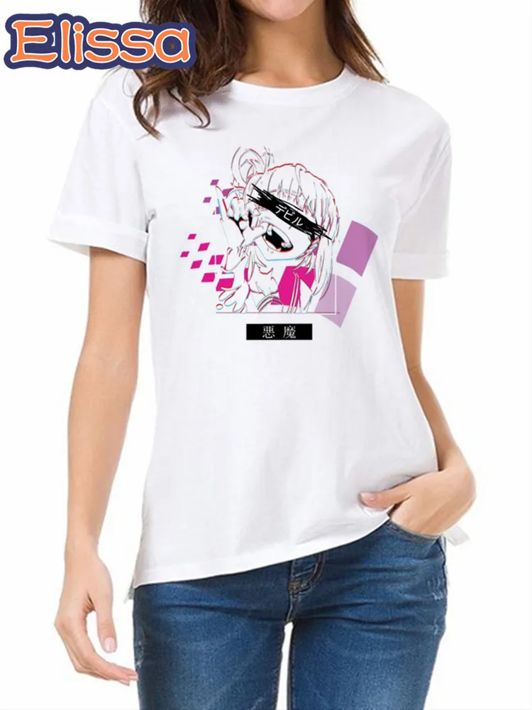 

vaporwave aesthetic anime Print Women T Shirt Casual Funny Tshirts O-Neck Aesthetics Shirt Short Sleeve Streetwear Anime Tops