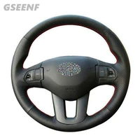 hand stitched steering wheel cover diy black genuine leather car steering wheel covers for kia sportage 3 2011 2014 ceed 2010